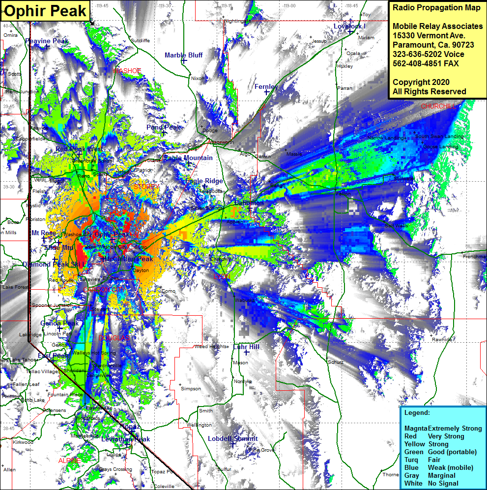 heat map radio coverage Ophir Peak